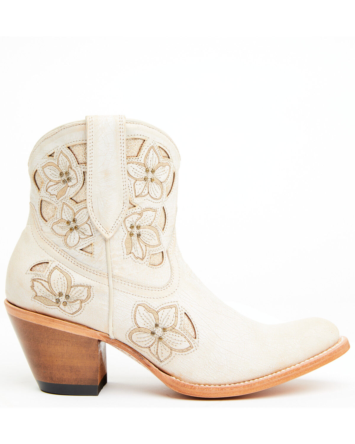 Image #2 - Shyanne Women's Lily Floral Embroidered Western Fashion Booties - Round Toe, Off White, hi-res