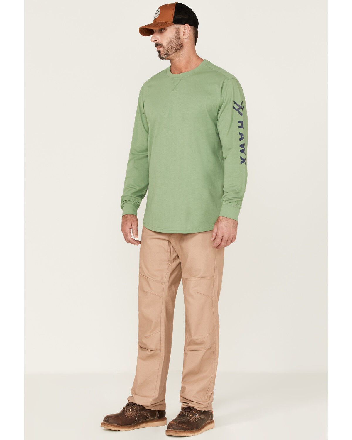 Image #2 - Hawx Men's Logo Graphic Long Sleeve Work T-Shirt - Loden, Loden, hi-res