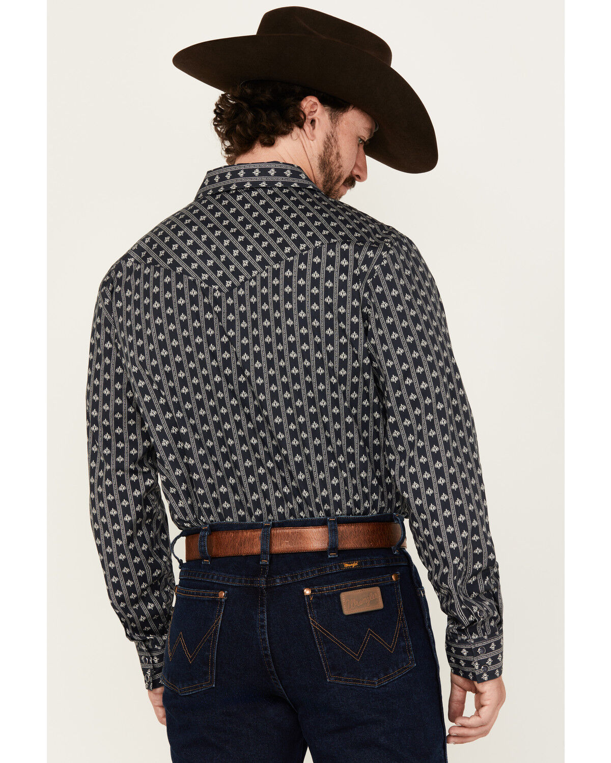 Image #4 - Gibson Trading Co Men's Icons Striped Long Sleeve Snap Western Shirt, Navy, hi-res