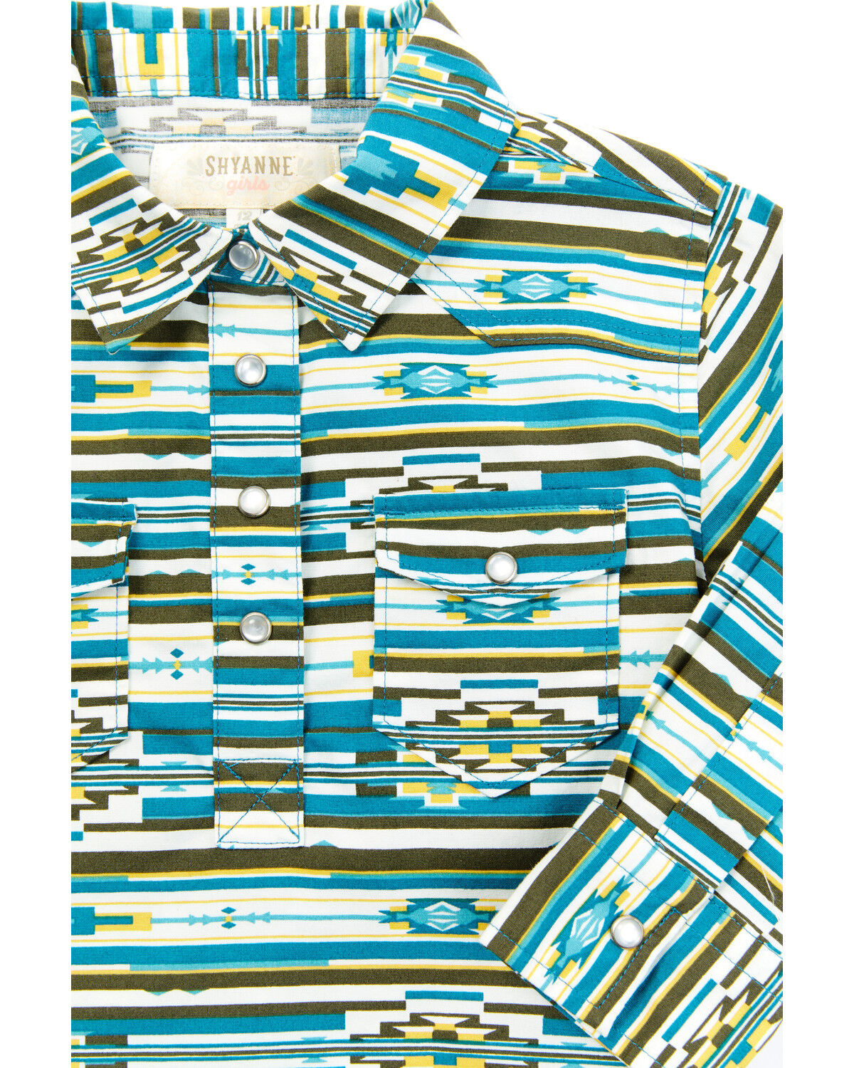 Image #2 - Shyanne Infant Girls' Southwestern Long Sleeve Onesie, Teal, hi-res
