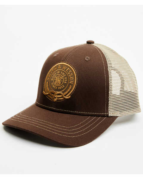 Smith & Wesson Men's Stamp Rope Patch Trucker Cap , Brown, hi-res