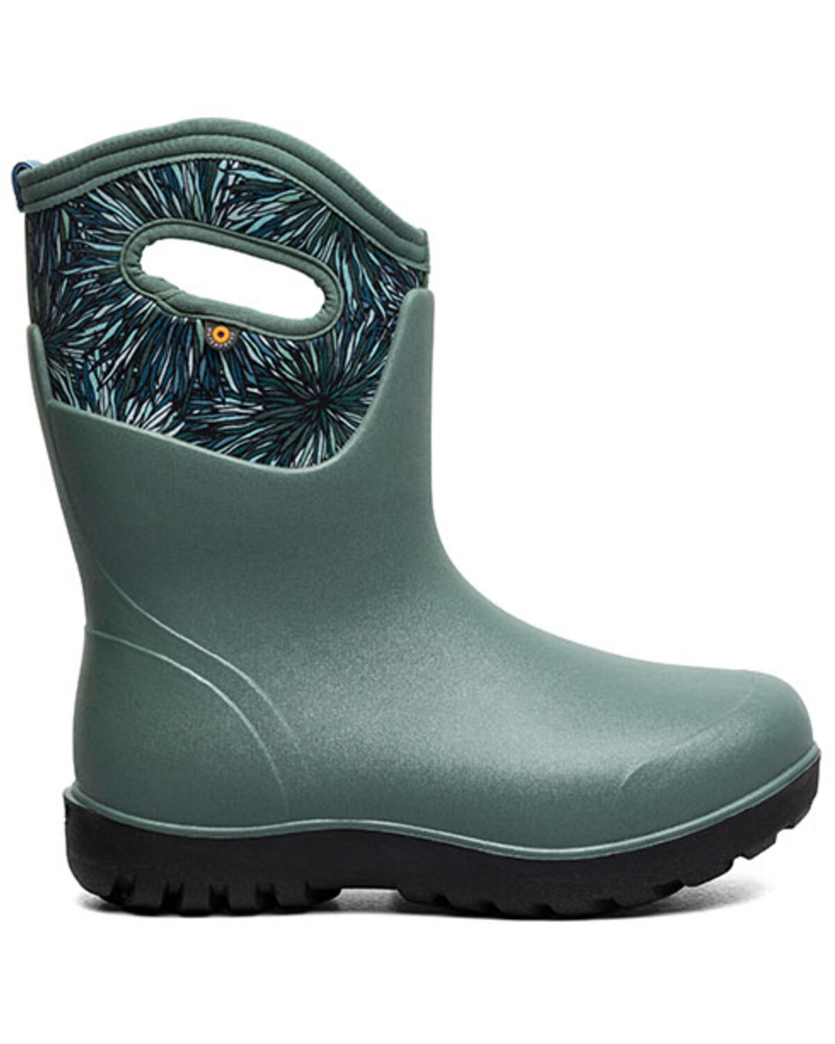 Image #2 - Bogs Women's Neo-Classic Mid Firework Floral Rubber Boots - Round Toe, Loden, hi-res