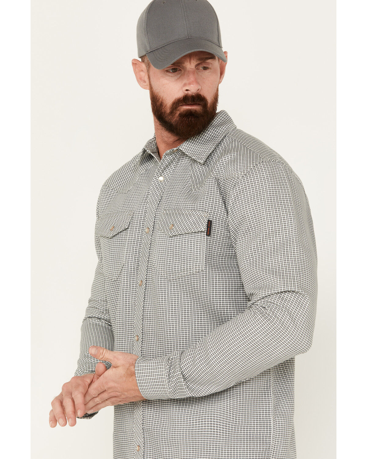 Image #2 - Cody James Men's FR Midweight Printed Long Sleeve Pearl Snap Work Shirt, Charcoal, hi-res