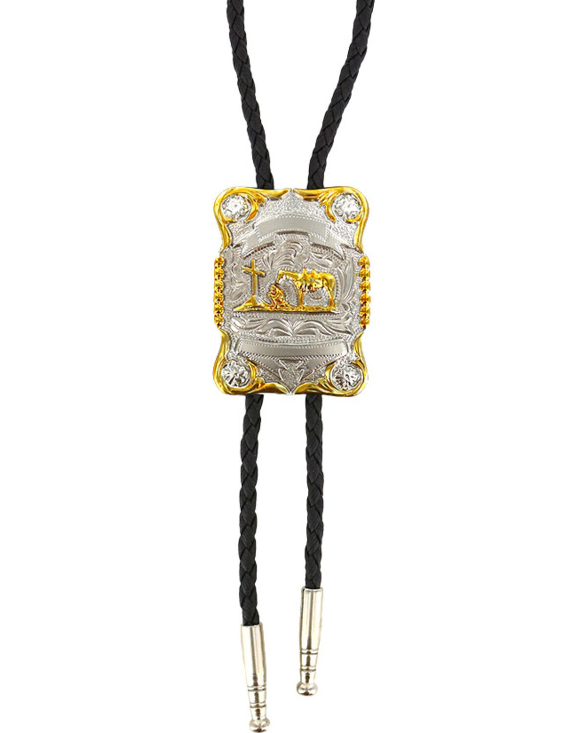 Image #2 - Cody James Men's Horse and Cross Bolo Tie, Silver, hi-res