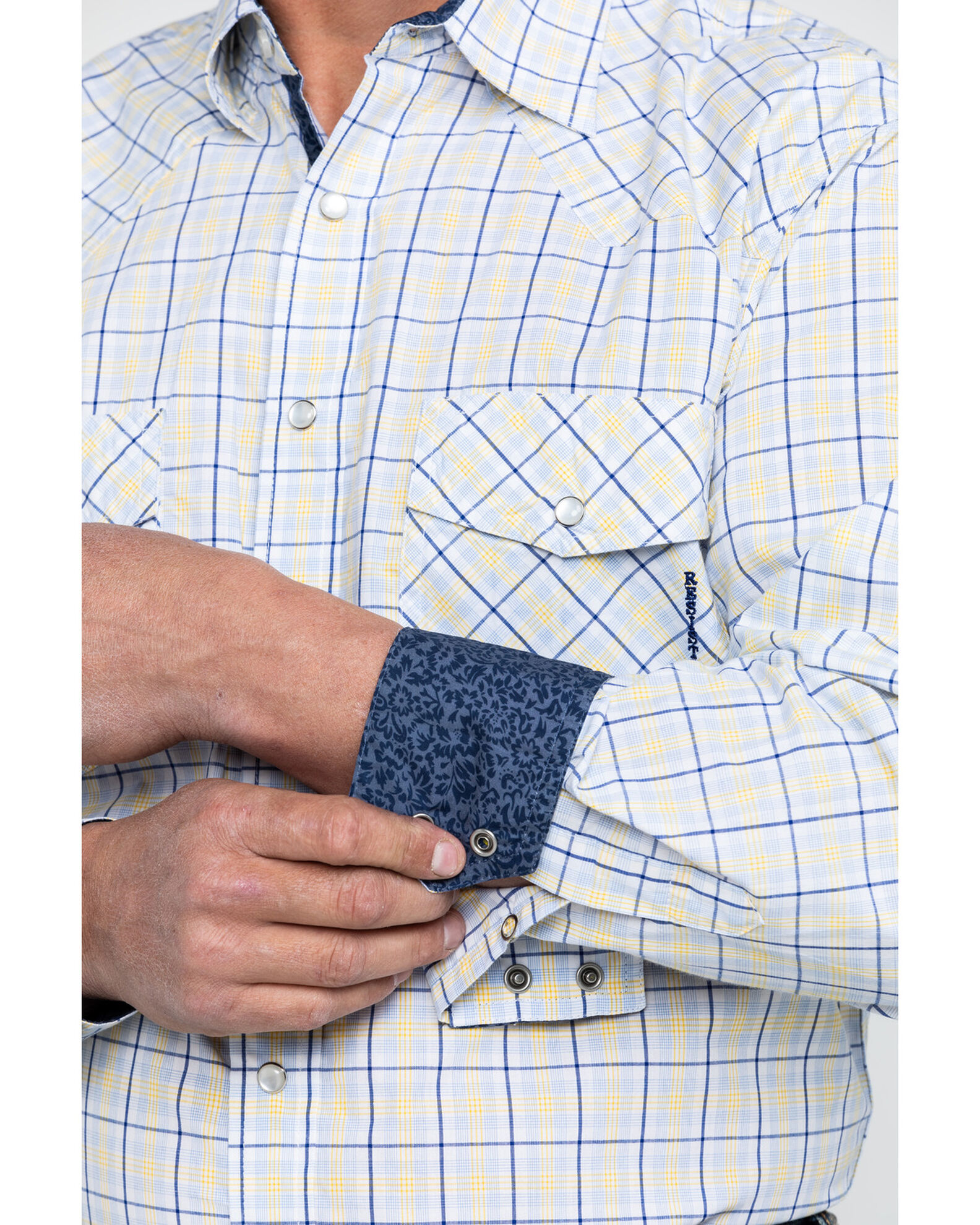 Image #4 - Resistol Men's American Med Plaid Long Sleeve Western Shirt, White, hi-res