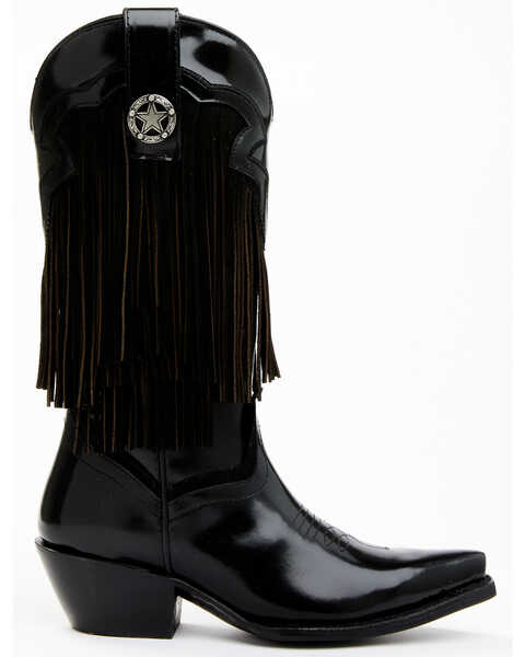 Image #2 - Idyllwind Women's Trooper Fringe Shiny Western Boots - Snip Toe, Black, hi-res