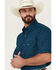 Image #2 - Wrangler 20X Men's Geo Print Short Sleeve Snap Western Shirt - Tall, Navy, hi-res
