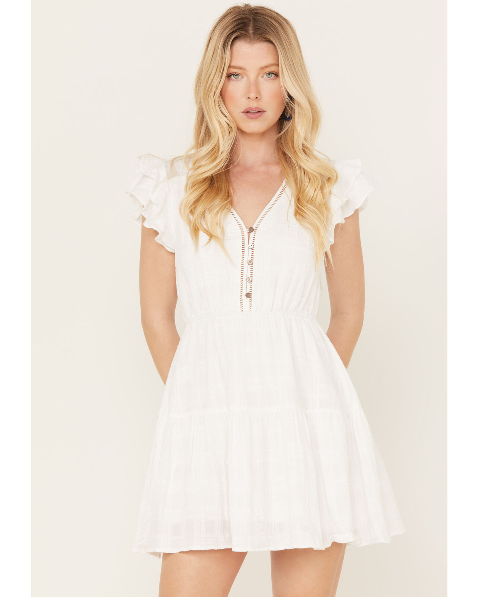 Button down ruffle dress cheap