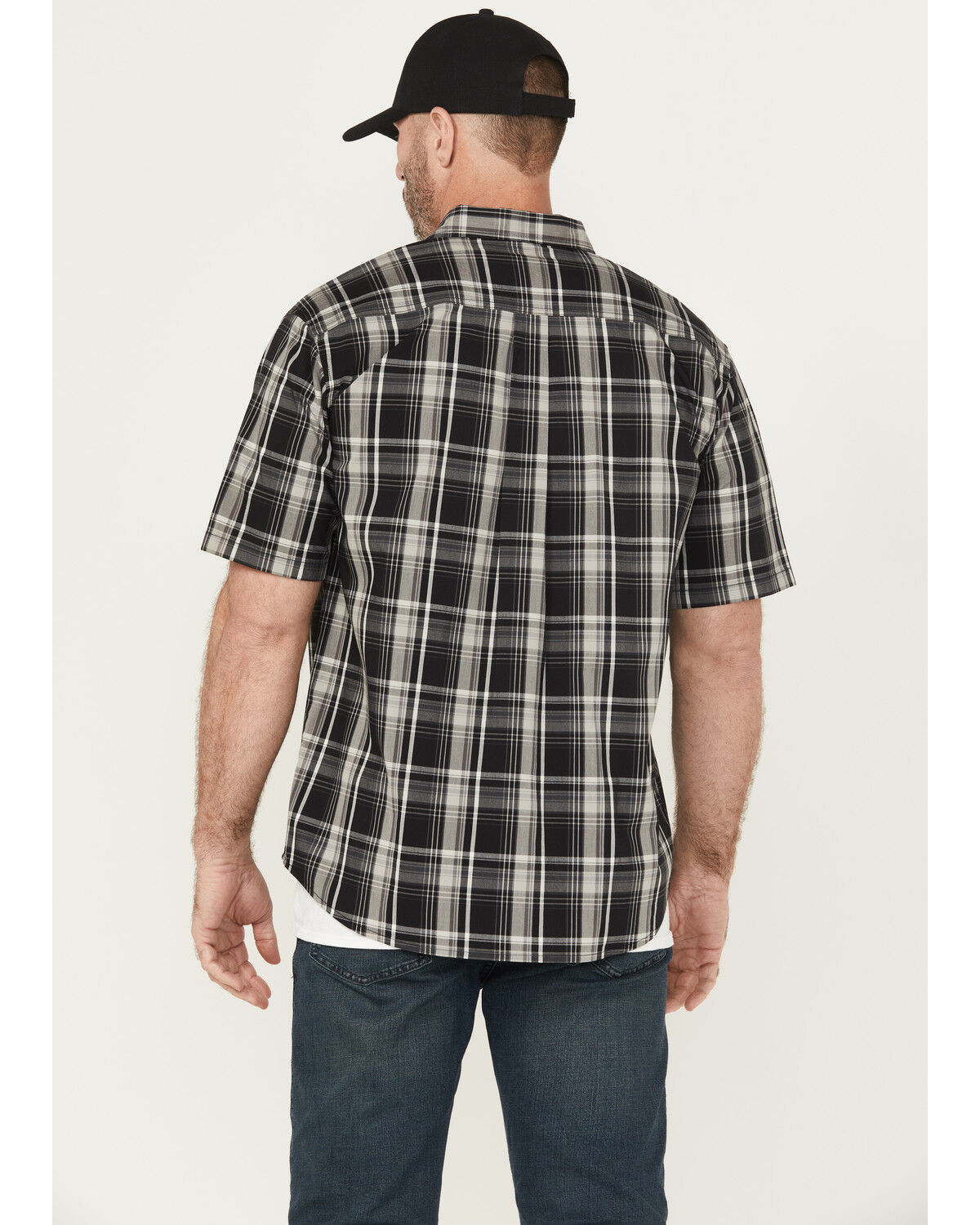 Image #4 - Dickies Men's Flex Plaid Print Short Sleeve Button-Down Work Shirt, Black, hi-res