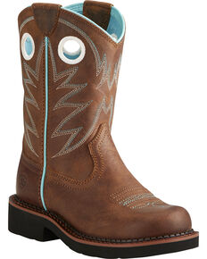 Ariat Fatbaby Girls' Probably Cowgirl Boots - Round Toe, Brown, hi-res