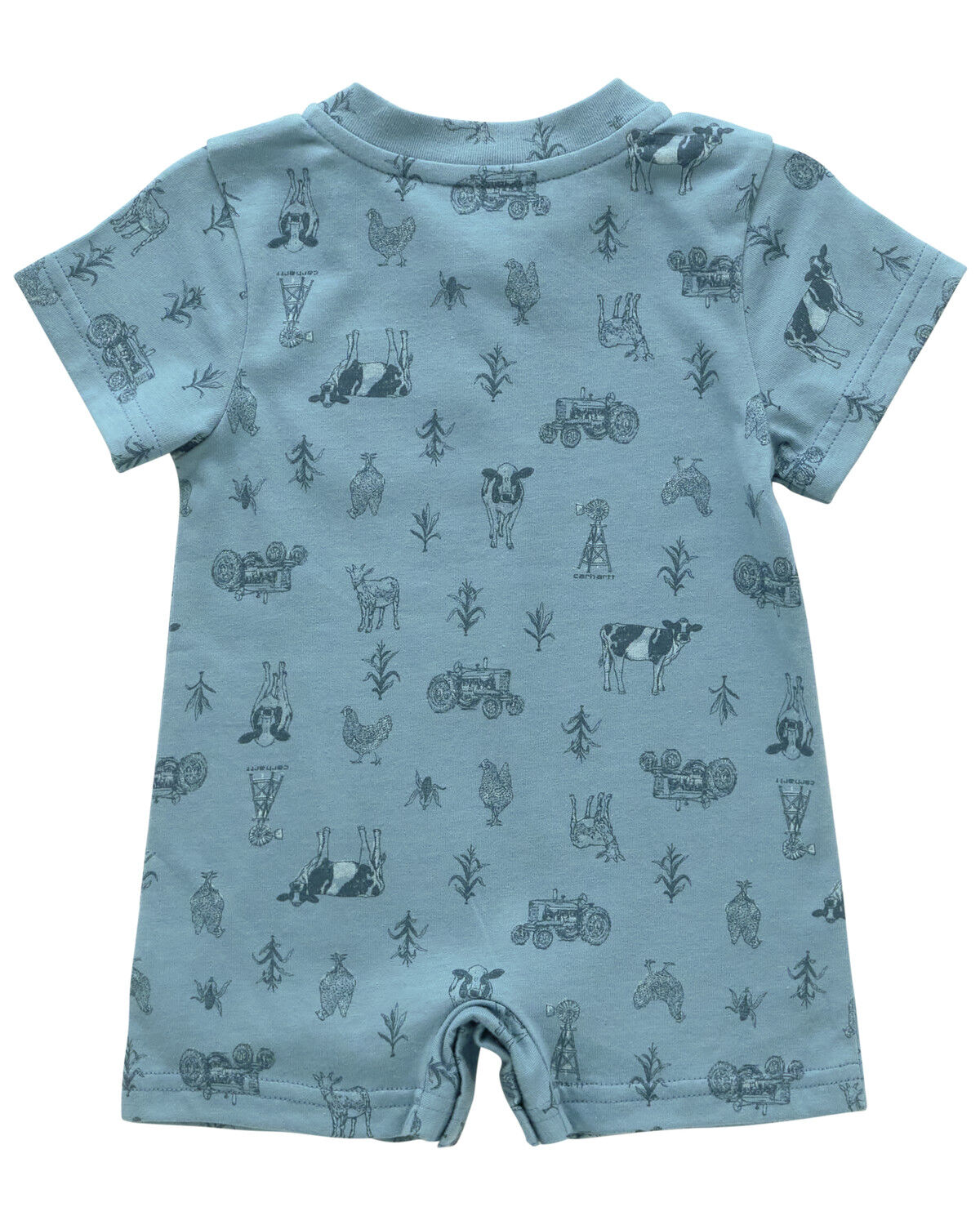Image #2 - Carhartt Infant Boys' Cow Short Sleeve Snap Onesie, Blue, hi-res