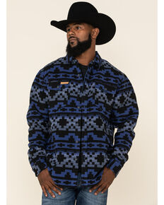 Powder River Outfitters Men's Navy Southwestern Print Jacquard Shirt Jacket , Navy, hi-res