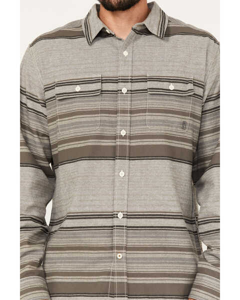 Image #3 - Brothers and Sons Men's Fine Line Stripe Everyday Long Sleeve Button Down Western Flannel Shirt , Sand, hi-res