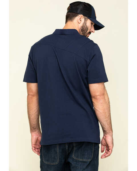Hawx Men's Navy Miller Pique Short Sleeve Work Polo Shirt - Tall , Navy, hi-res