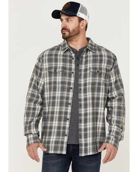 Brothers and Sons Men's Plaid Long Sleeve Button-Down Western Shirt , Charcoal, hi-res
