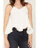 Image #3 - Miss Me Women's Pleated Lace Solid Tank Top, White, hi-res