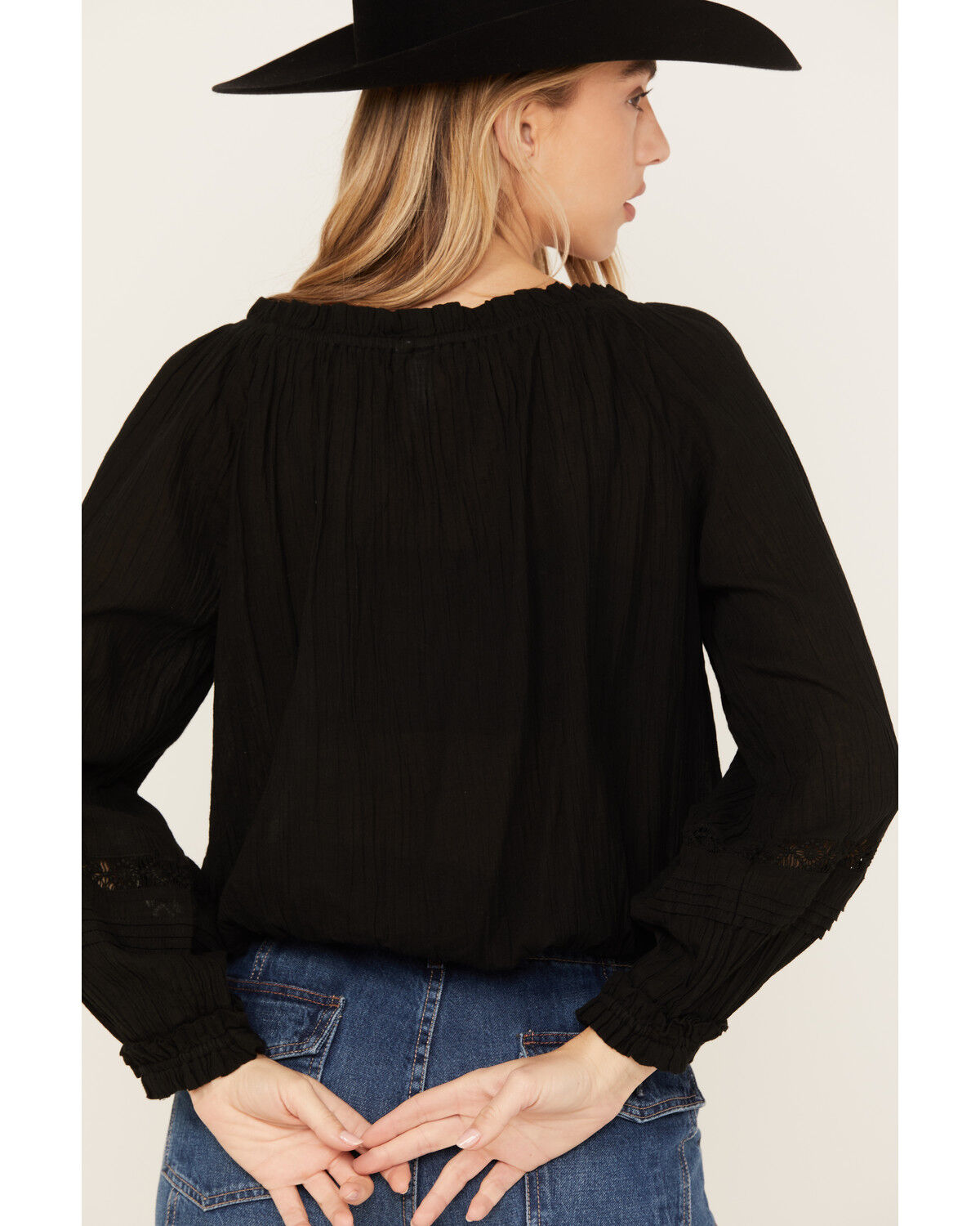 Image #4 - Revel Women's Long Sleeve Peasant Top, Black, hi-res