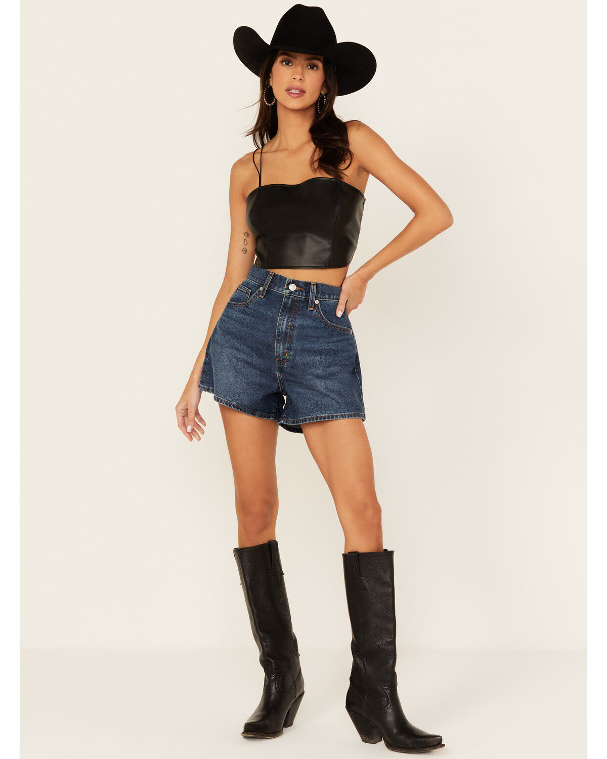 Image #1 - Levi's Women's Dark Wash Cool Place To Go High Waisted Mom Shorts, Dark Wash, hi-res