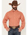 Image #1 - George Strait by Wrangler Men's Plaid Print Long Sleeve Button-Down Stretch Western Shirt, Brick Red, hi-res