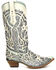 Corral Women's White Turquoise Glitter Chameleon Sun Boots - Snip Toe , White, hi-res