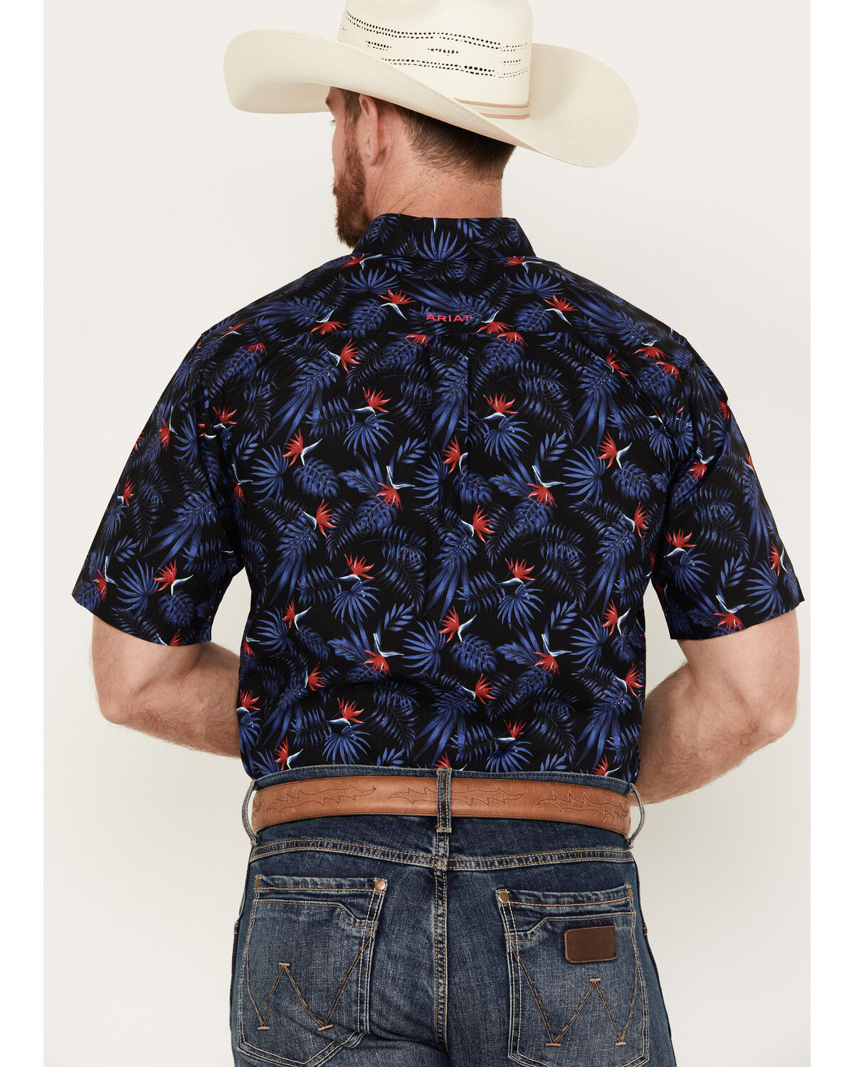 Image #4 - Ariat Men's Ike Fitted Short Sleeve Button Down Western Shirt, Black, hi-res