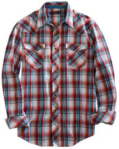 Image #1 - Tin Haul Men's Paintbrush Plaid Long Sleeve Western Shirt , Red, hi-res