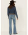 Image #1 - Rock & Roll Denim Women's Light Wash Mid Rise Embroidered Trouser Stretch Denim Jeans, Light Wash, hi-res