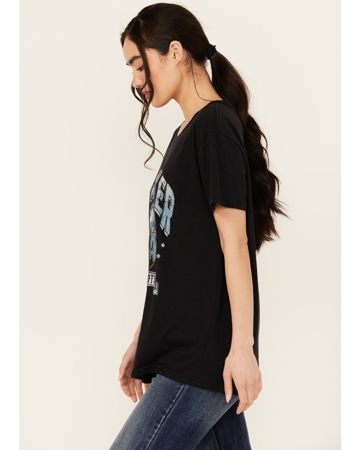 Image #2 - Wrangler Retro Women's Long Live Cowboys Short Sleeve Boyfriend Graphic Tee, Black, hi-res