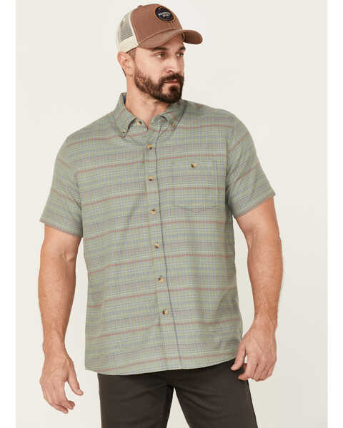 North River Men's Cozy Cotton Small Plaid Short Sleeve Button Down Western Shirt , Green, hi-res
