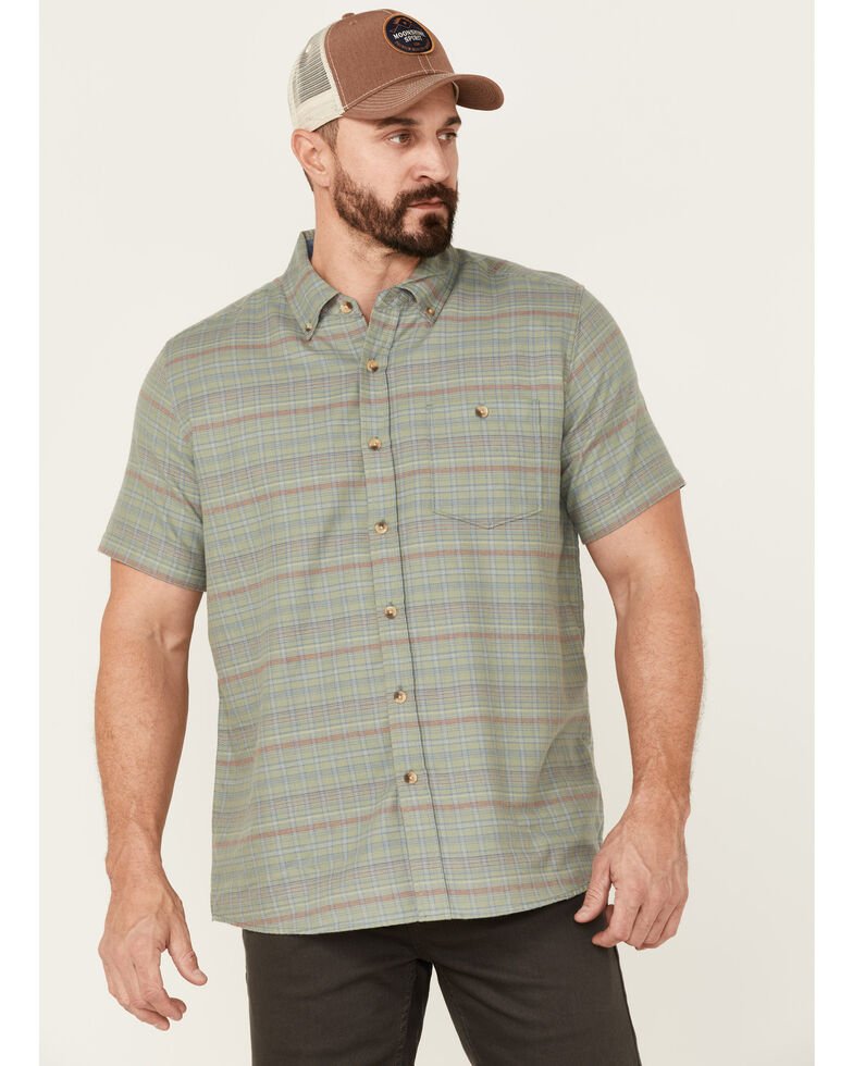 North River Men's Green Cozy Cotton Small Plaid Short Sleeve Button-Down Western Shirt , Green, hi-res