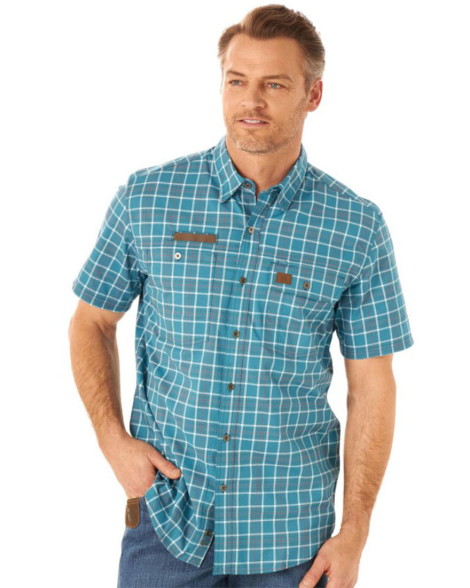 Wrangler Riggs Men's Small Plaid Print Vented Short Sleeve Button Down Work  Shirt - Country Outfitter