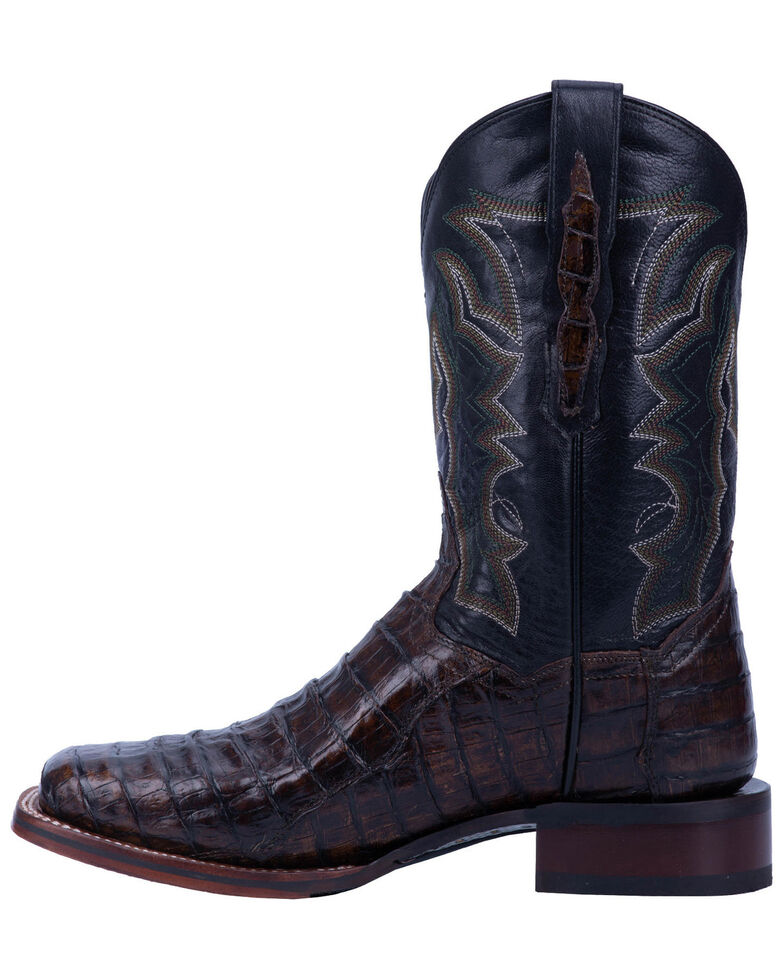 Dan Post Men's Kingsly Caiman Leather Western Boots - Wide Square Toe, Brown, hi-res