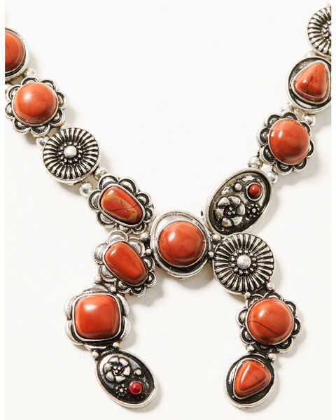 Image #2 - Shyanne Women's Canyon Sunset Red Turquoise Squash Blossom Necklace, Silver, hi-res