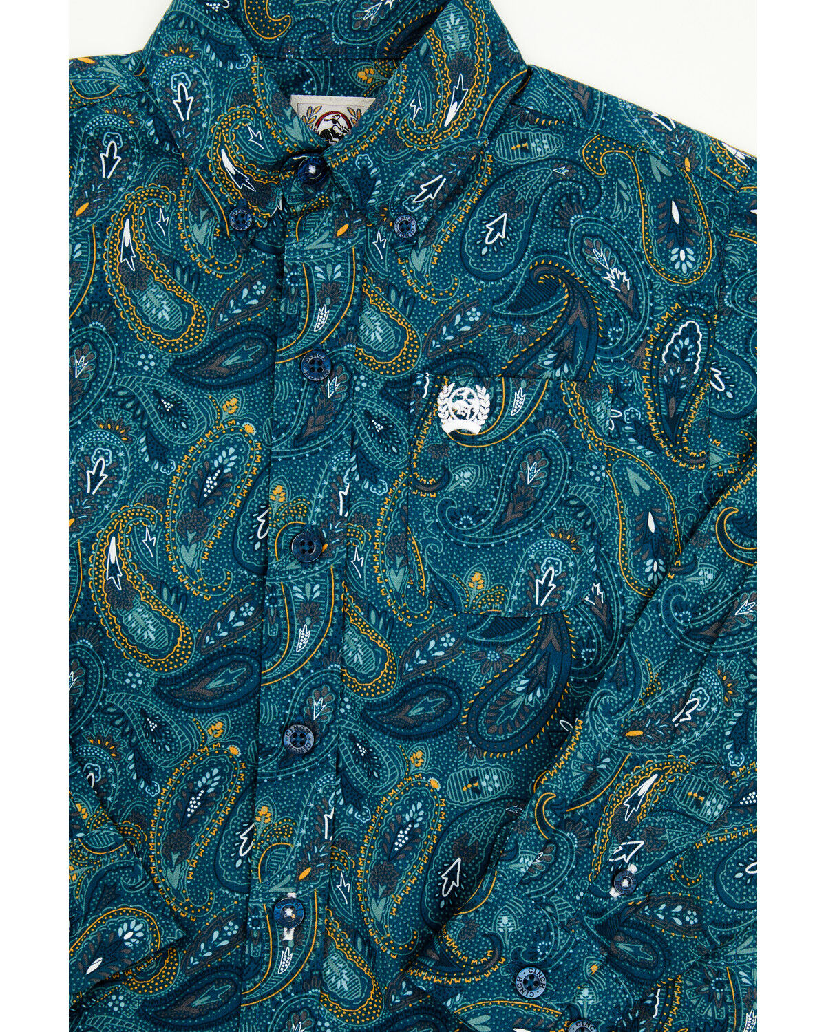 Image #2 - Cinch Toddler Boys' Paisley Print Long Sleeve Button-Down Western Shirt, Blue, hi-res