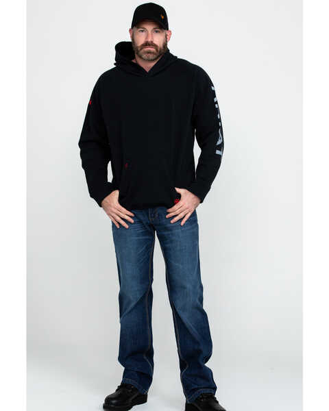 Image #6 - Ariat Men's FR Primo Fleece Logo Hooded Work Sweatshirt , Black, hi-res