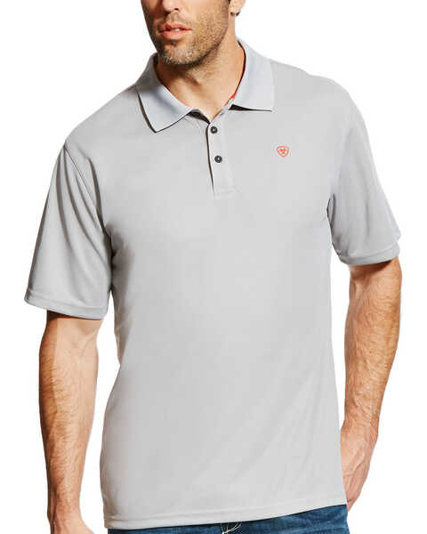 Image #1 - Ariat Men's Tek SPF Short Sleeve Work Polo Shirt , Silver, hi-res