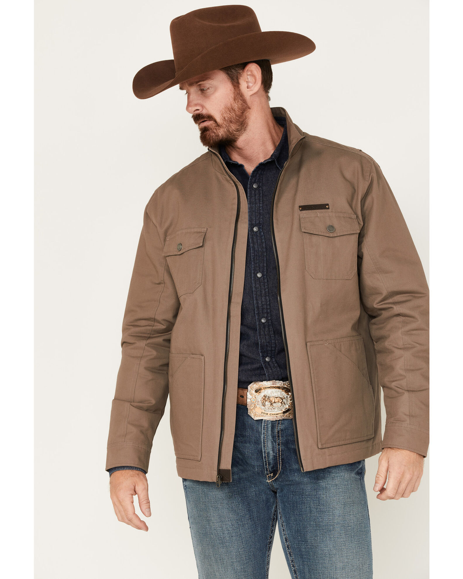 Product Name: Cinch Men's Solid Brushed Twill Zip Canvas Jacket