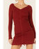 Image #2 - Lush Women's Long Sleeve Drawstring Sweater Dress, Rust Copper, hi-res