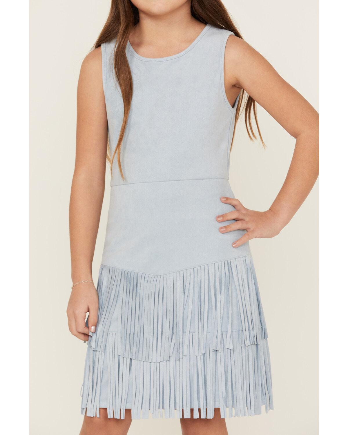 Image #3 - Shyanne Girls' Suede Fringe Mini Dress, Blue, hi-res
