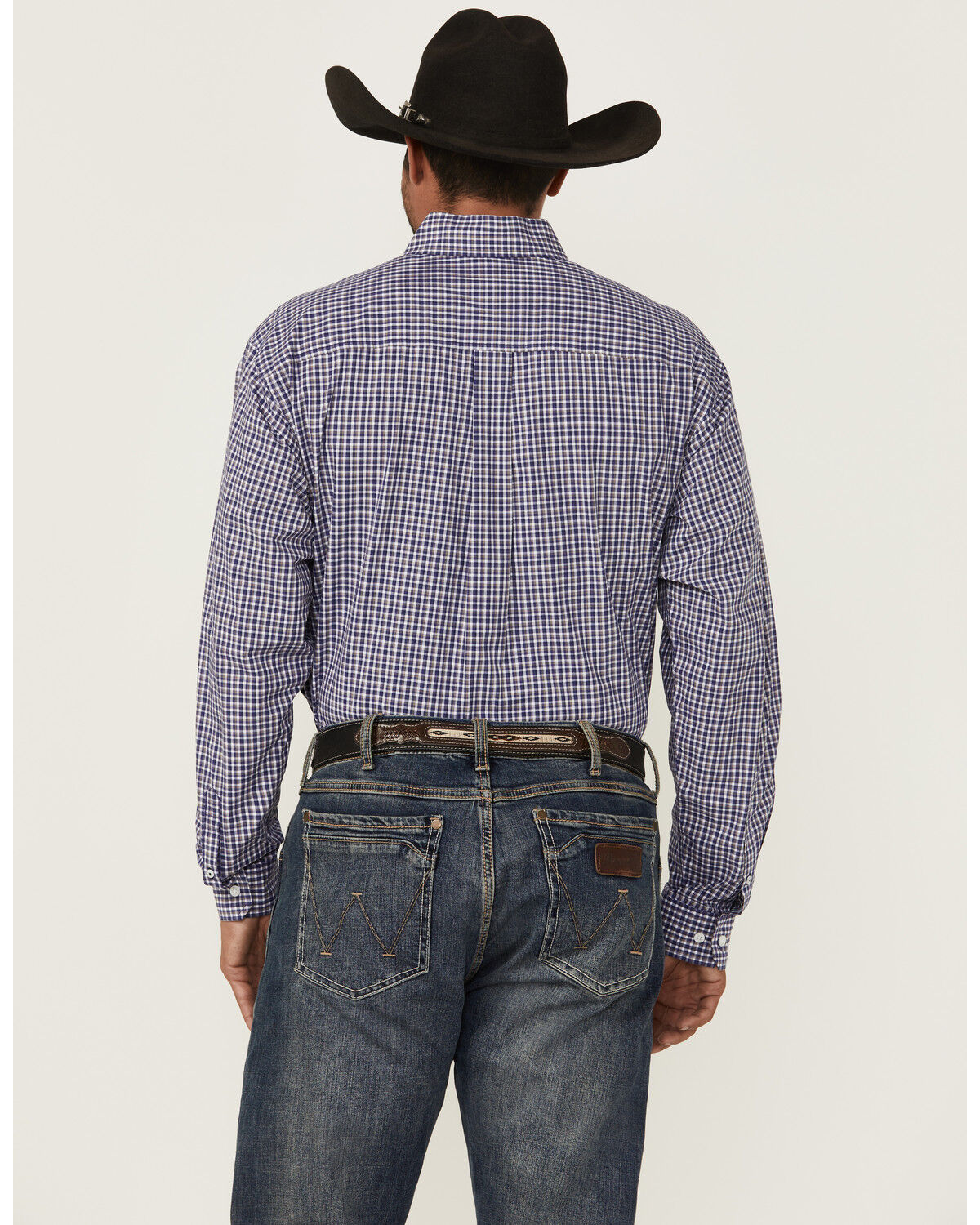 Image #4 - Cinch Men's Plaid Print Long Sleeve Button-Down Western Shirt, Purple, hi-res