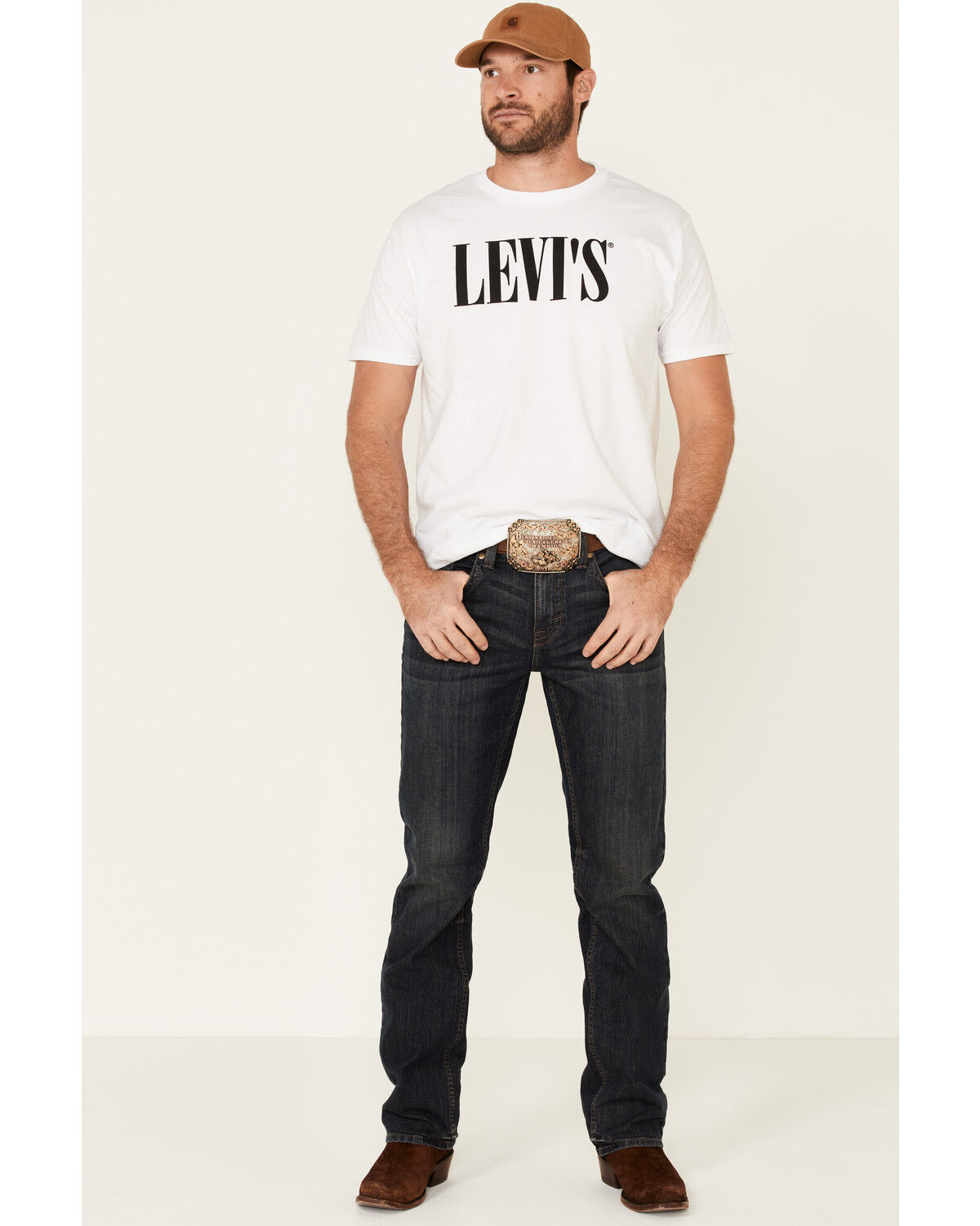 Image #2 - Levi's Men's White Serif Logo Graphic T-Shirt, White, hi-res