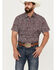 Image #1 - Rodeo Clothing Men's Paisley Print Short Sleeve Snap Western Shirt, Maroon, hi-res