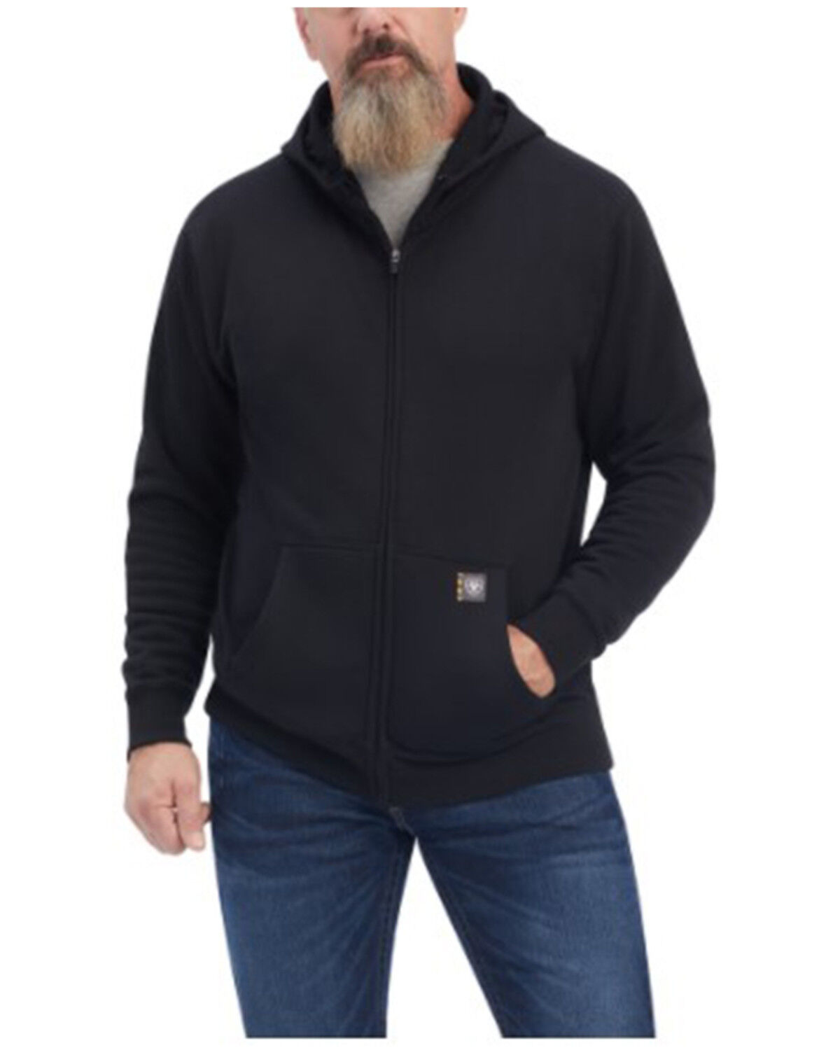 Image #1 - Ariat Men's Rebar Workman Reflective Flag Graphic Hooded Work Jacket - Big & Tall, Black, hi-res