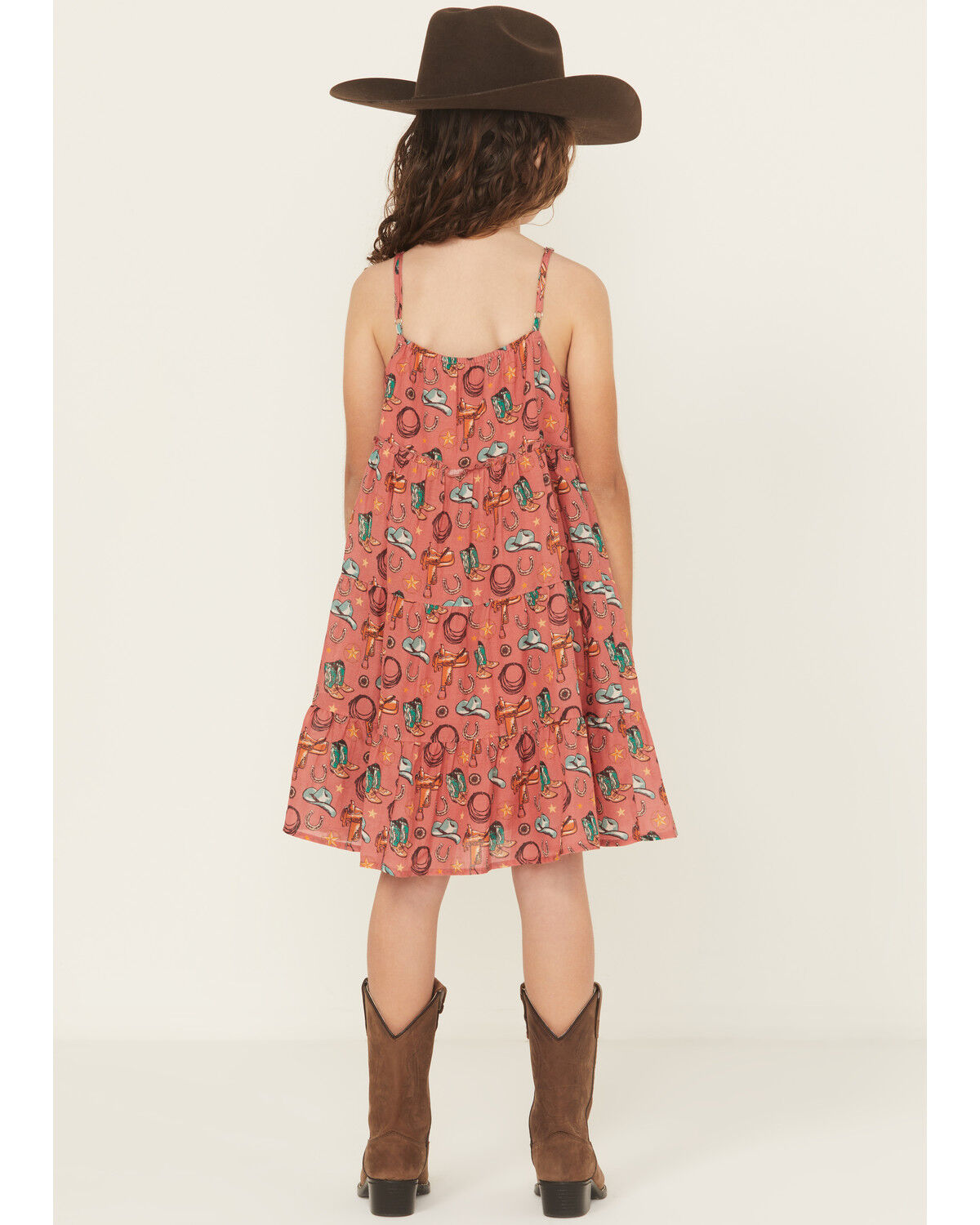 Image #4 - Rock & Roll Denim Girls' Conversational Print Sleeveless Dress, Rose, hi-res