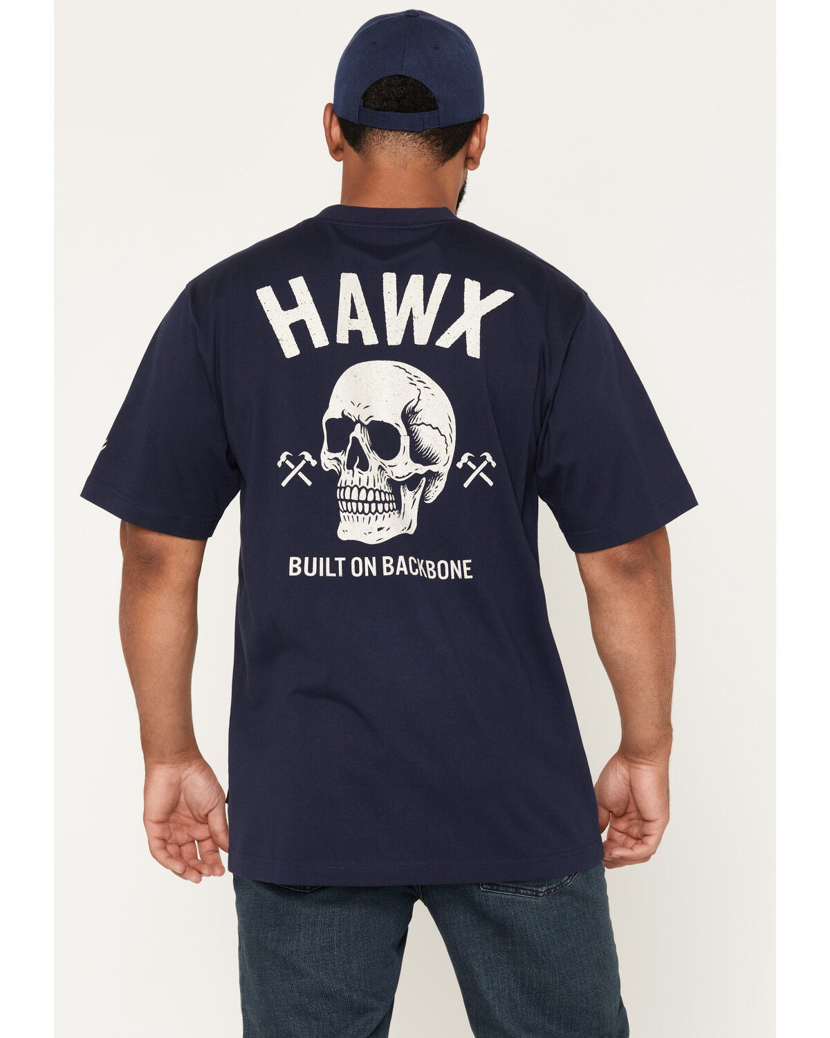 Hawx Men's Backbone Short Sleeve Graphic Pocket Work T-Shirt, Navy, hi-res