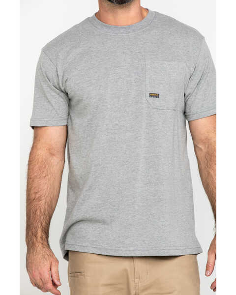 Image #4 - Ariat Men's Rebar Cotton Strong American Grit Short Sleeve Work T-Shirt , Heather Grey, hi-res
