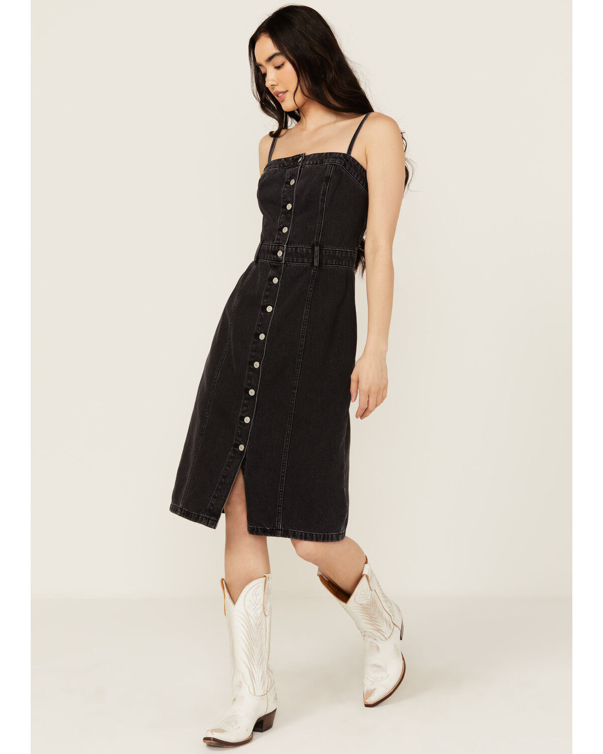 Image #1 - Levi's Women's Denim Bustier Mini Dress, Black, hi-res