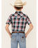 Image #4 - Cody James Boys' Steerhead Plaid Print Short Sleeve Snap Western Shirt, Navy, hi-res