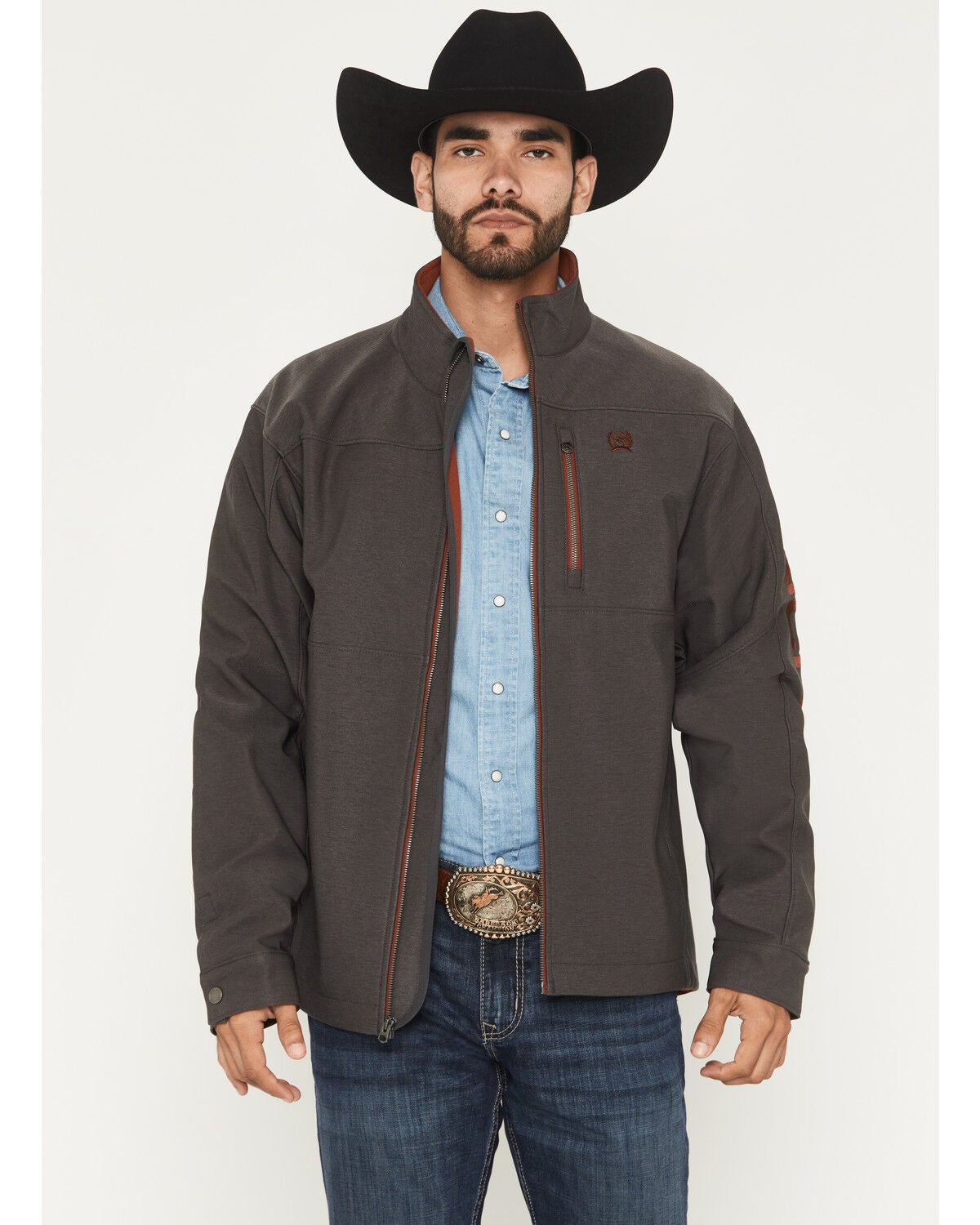 Cinch Men's Bonded Softshell Jacket, Charcoal, hi-res