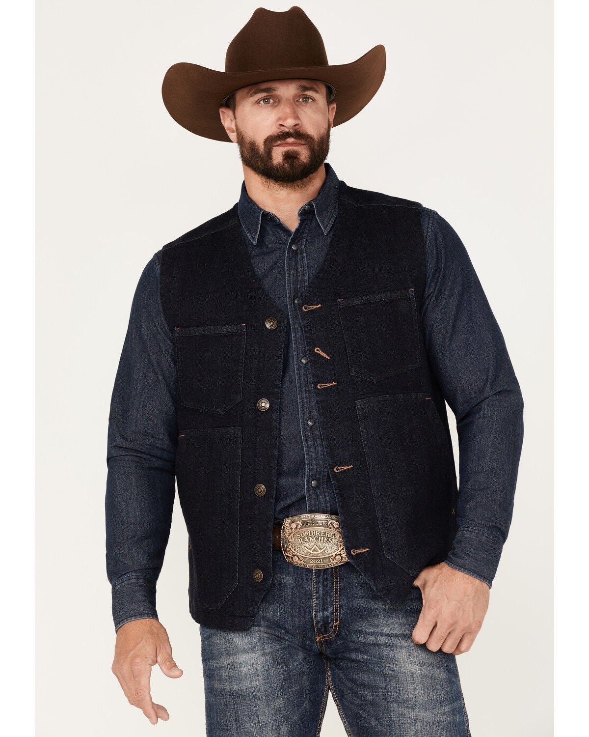 Blue Ranchwear Men's Duck Vest, Medium Blue, hi-res